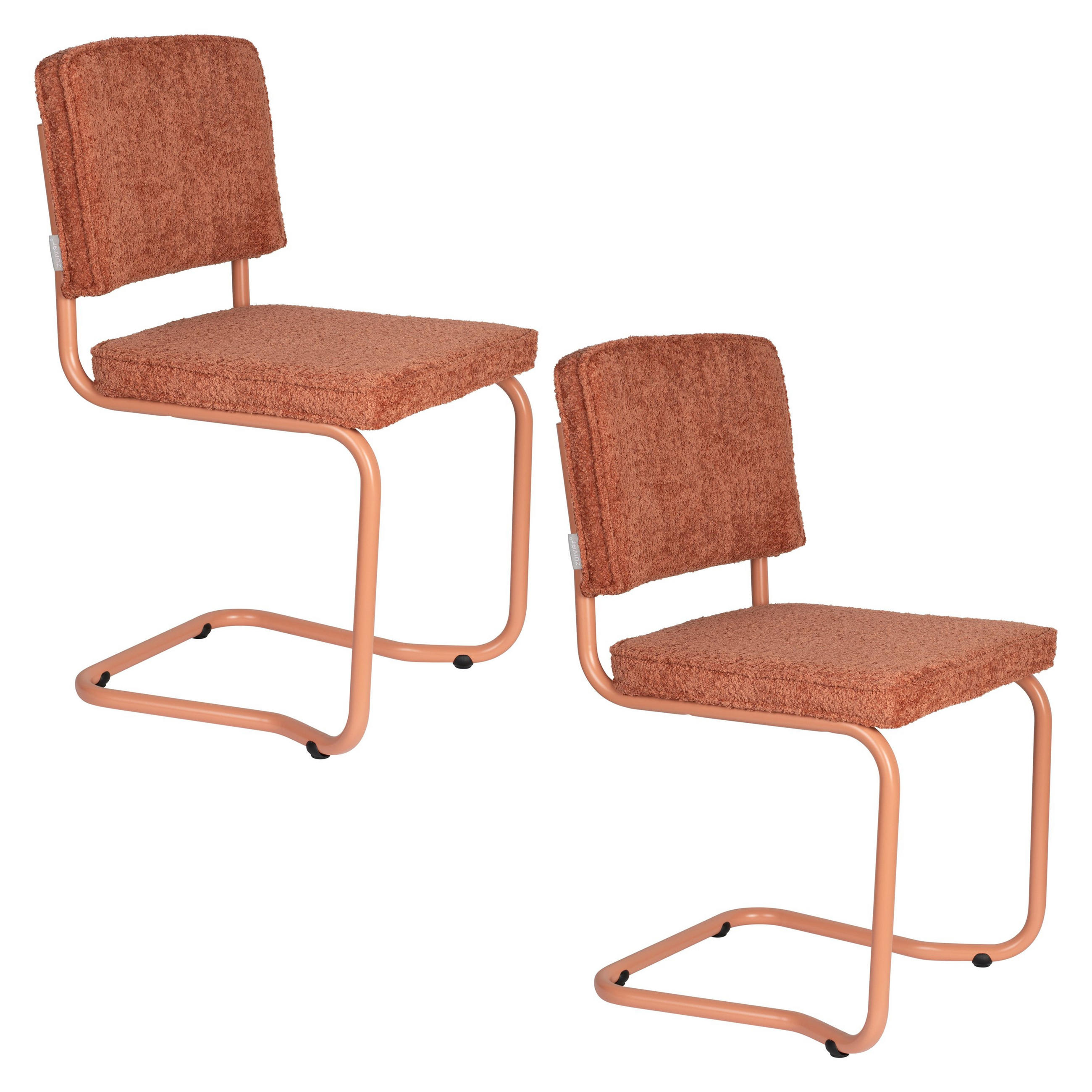 ESSZIMMERSTUHL Ridge Kink Soft Terra/ Rot - 2 er Set - Terracotta, Textil (48/85/50cm) - Zuiver