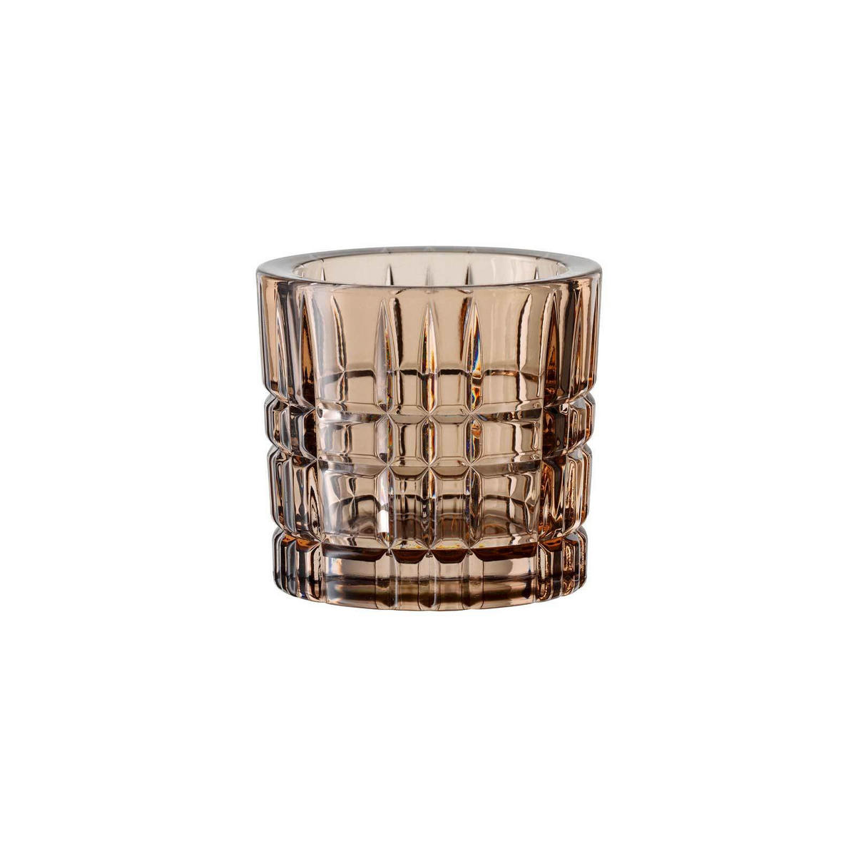TEELICHTHALTER Square Votives Tobacco ø 7,1 x 6,6 cm 2er Set - Braun, Glas (6.6cm) - Nachtmann