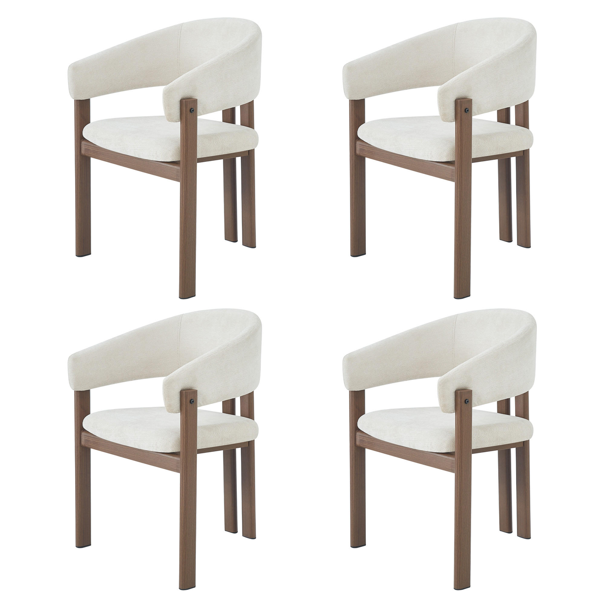 ESSZIMMERSTUHL 4er Set Leinen Walnuss Holzoptik Modern - Walnussfarben, Naturmaterialien (61.5/83/52.5cm) - FLIEKS