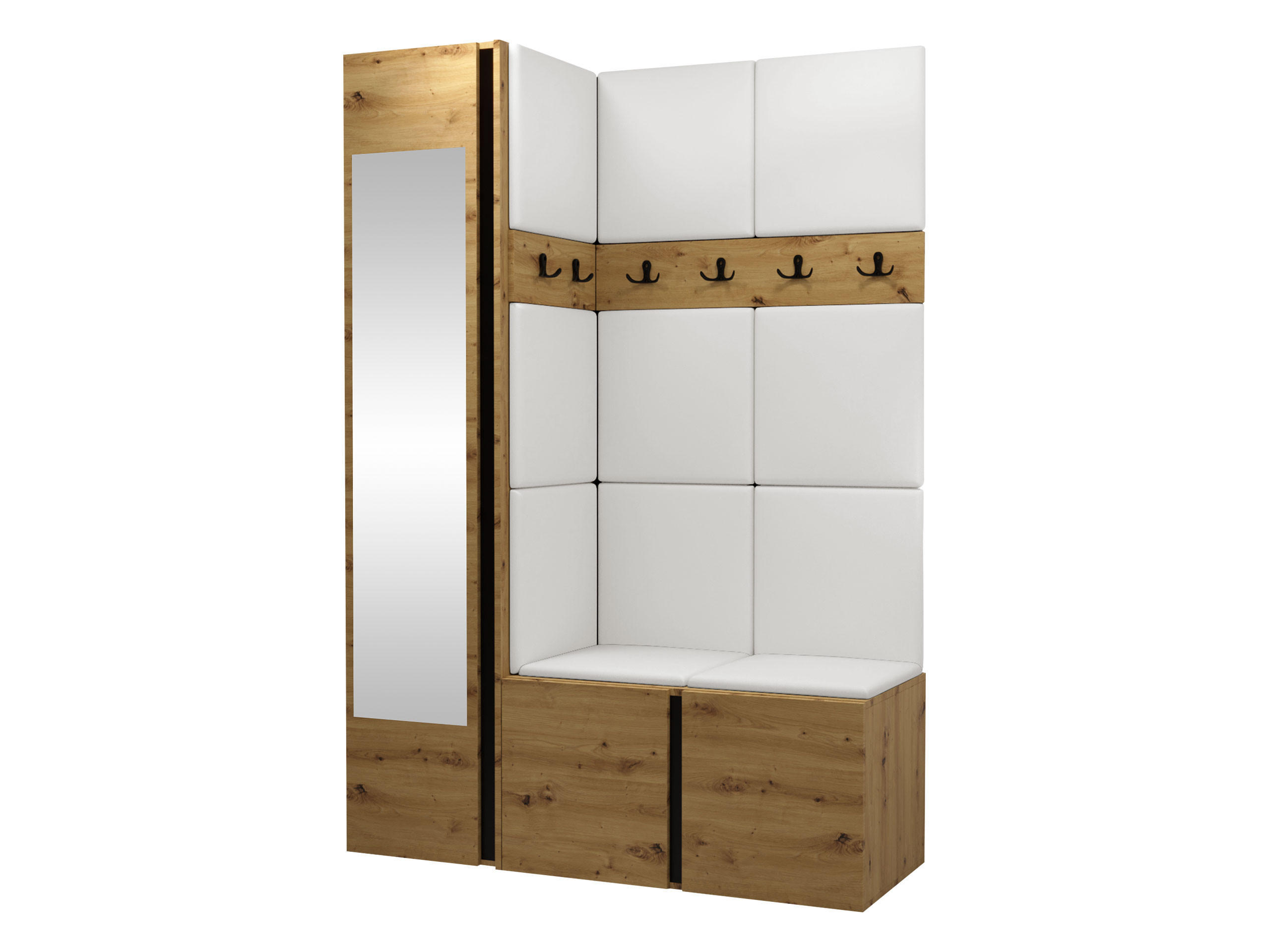 Mirjan24 Garderoben-Set Eiche Artisan, Weiß 124x186x46 cm