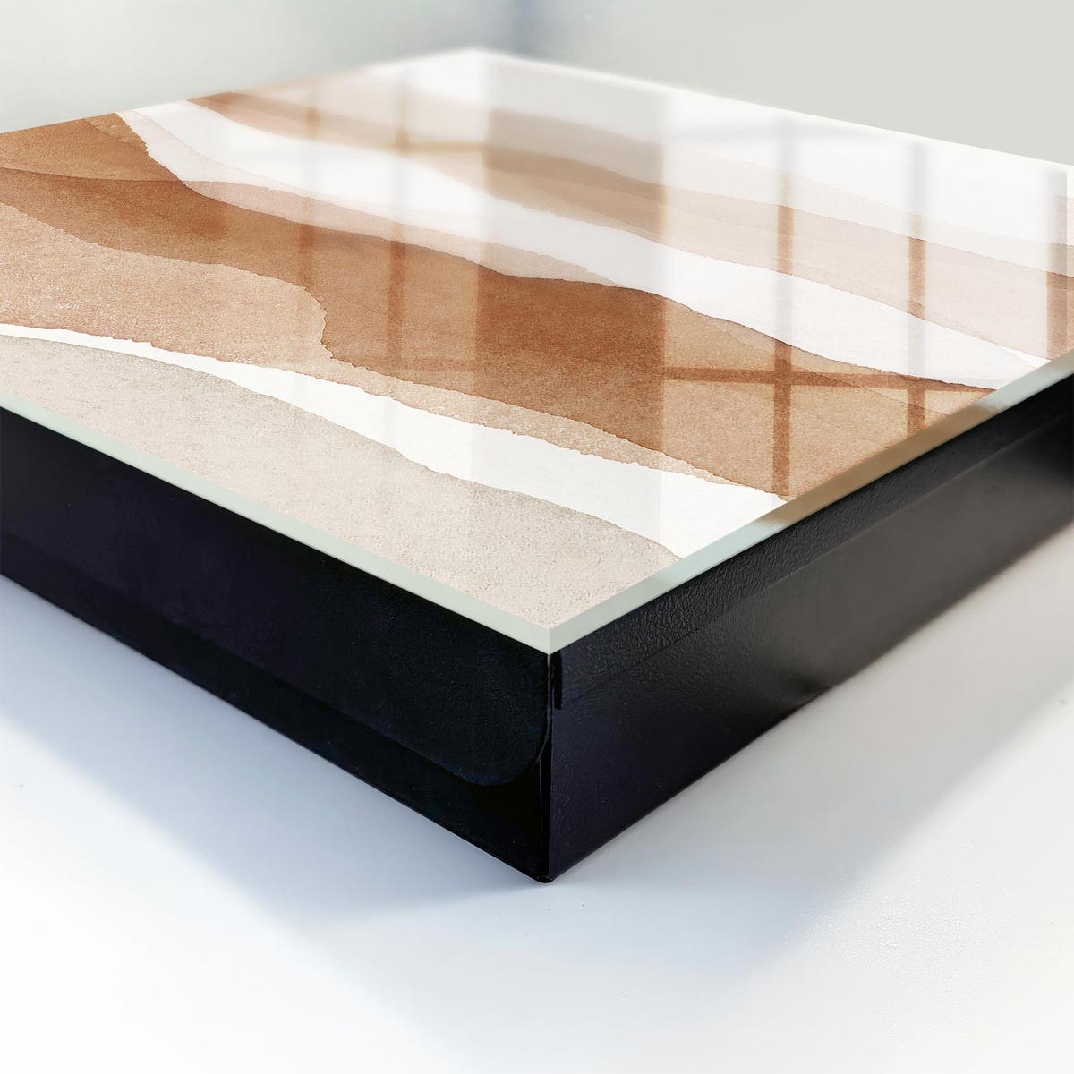 SCHLÜSSELBOX Schwarz 30x30 cm- Türöffnung nach rechts - Pastellwellen - Beige, Metall (30/30/5cm) - TULUP