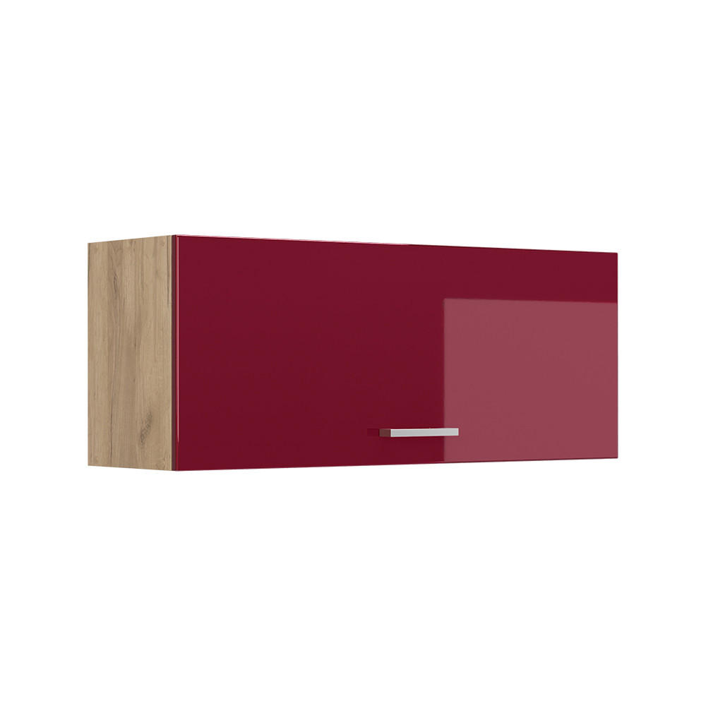 HÄNGESCHRANK R-Line, Rot Hochglanz/Goldkraft Eiche, 100 cm Flach - Honigeiche/Rot, Holzwerkstoff (100/40/31cm) - Vicco