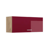 HÄNGESCHRANK R-Line, Rot Hochglanz/Goldkraft Eiche, 100 cm Flach - Honigeiche/Rot, Holzwerkstoff (100/40/31cm) - Vicco