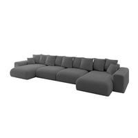 WOHNLANDSCHAFT mit Schlaffunktion ESKAR-U2-464x176x84cm Grau - Platinfarben, Holzwerkstoff/Kunststoff (176/72/464cm) - ALTDECOR