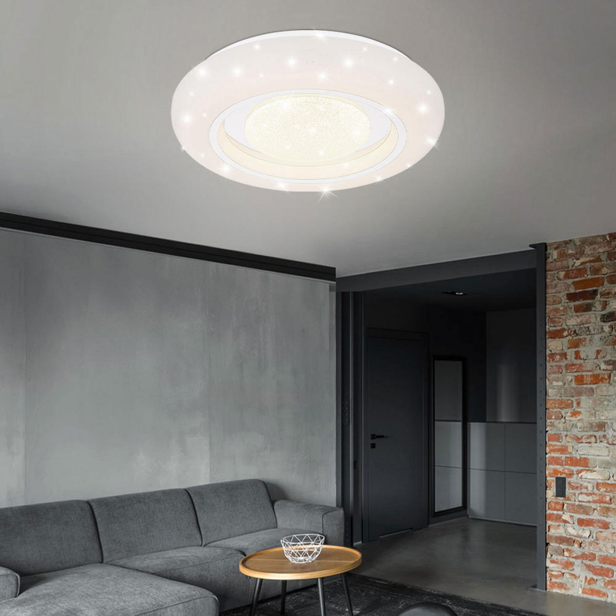 LED DECKENLEUCHTE Kristall Weiß Opal - Weiß, Metall (39/39/8cm) - Globo Lighting