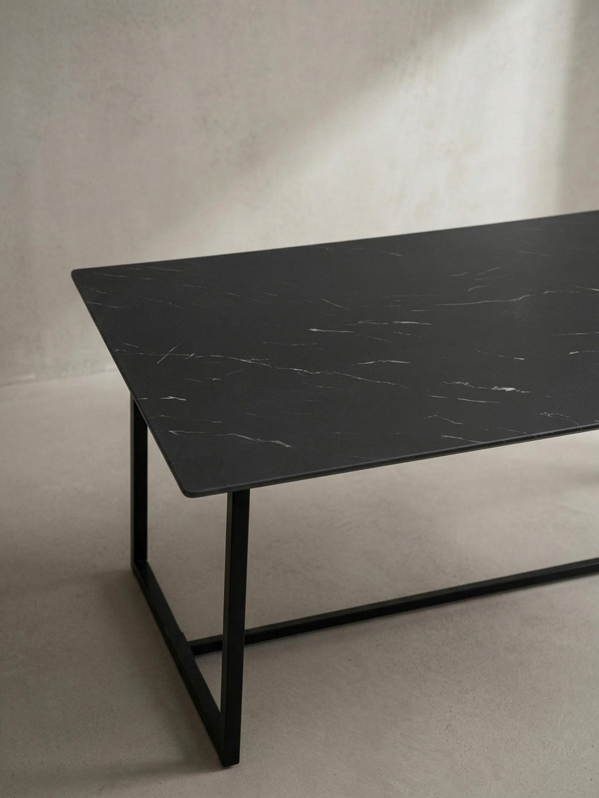 ESSTISCH Marmoroptik Metall Rechteckig Modern Klein, Schwarz 200x90x76 cm - Schwarz, Holzwerkstoff/Metall (90/200/76cm) - KADIMA DESIGN