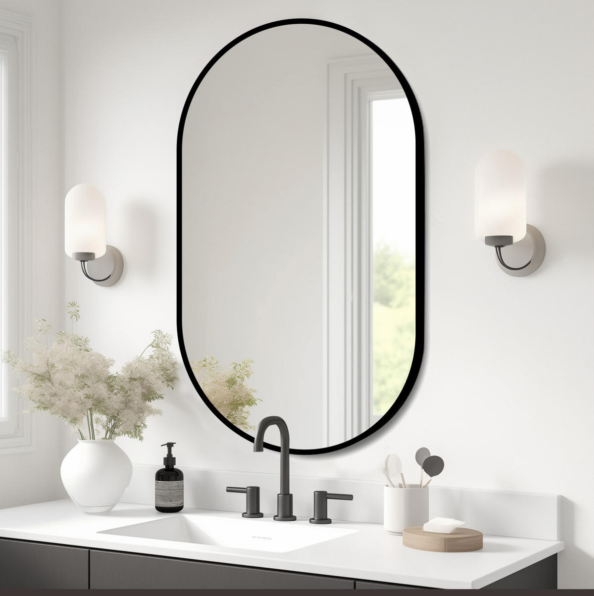 WANDSPIEGEL 50/3/80 cm silber aus Glas und Metall horizontal oder vertikal montierbar - Silberfarben, Holzwerkstoff (3/80/50cm) - OKWISH