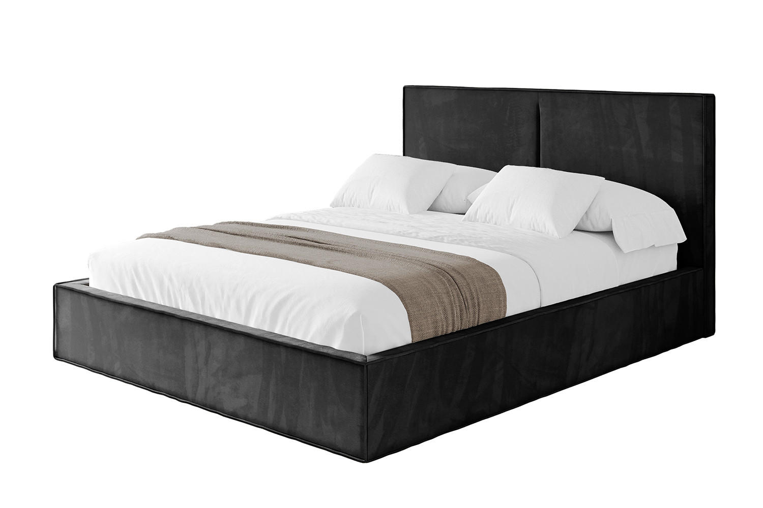 POLSTERBETT mit Bettkasten und Lattenrost, Bett mit Matratze H3/H4 - EMMI 120x200 Schwarz - Schwarz, Holzwerkstoff/Textil (120/200cm) - ALTDECOR