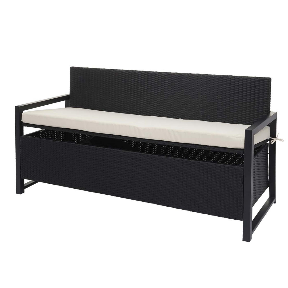 POLY-RATTAN 3ER SITZBANK Anthrazit, Cremeweiß - Anthrazit/Weiß, Kunststoff (164/87/57cm) - MCW