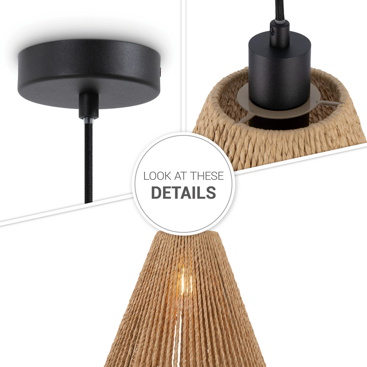 PENDELLEUCHTE Hugo - Schwarz, Metall (30.5/30.5/35cm) - Paco Home