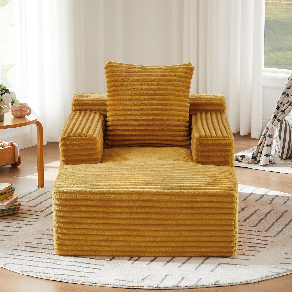 CHAISELONGUE als Schlafsofa aus Cordstoff Gelb - Gelb, Kunststoff (81.03/49.78/116.84cm) - Meubliv