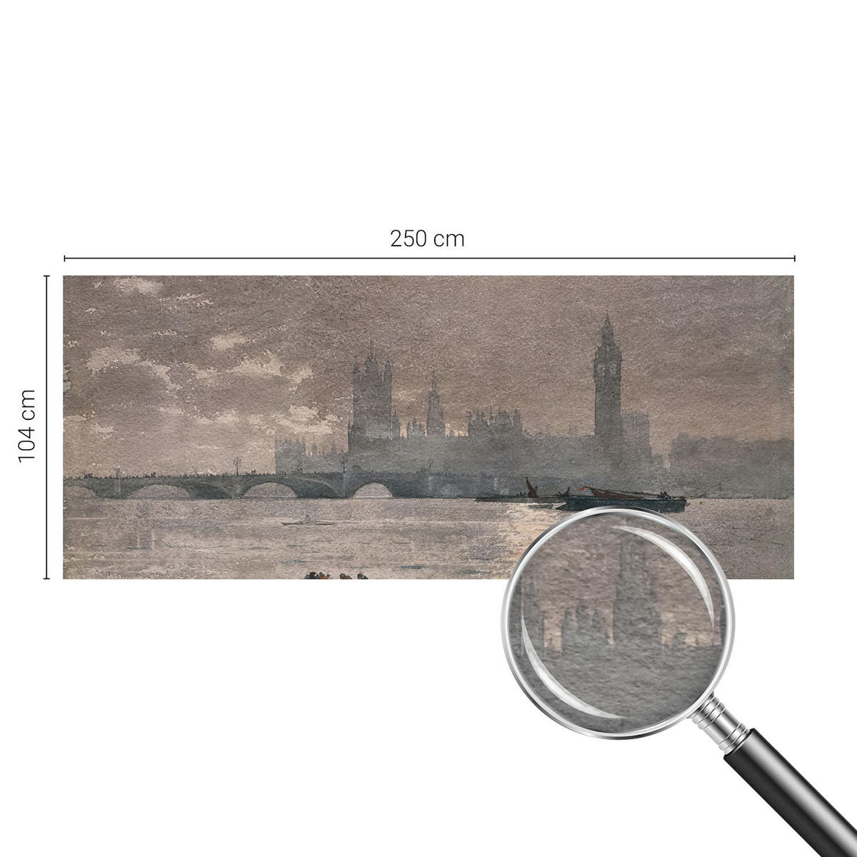 FOTOTAPETE 250x104 cm - Nachtpanorama - Grau, Textil (250/104cm) - Wallfluent
