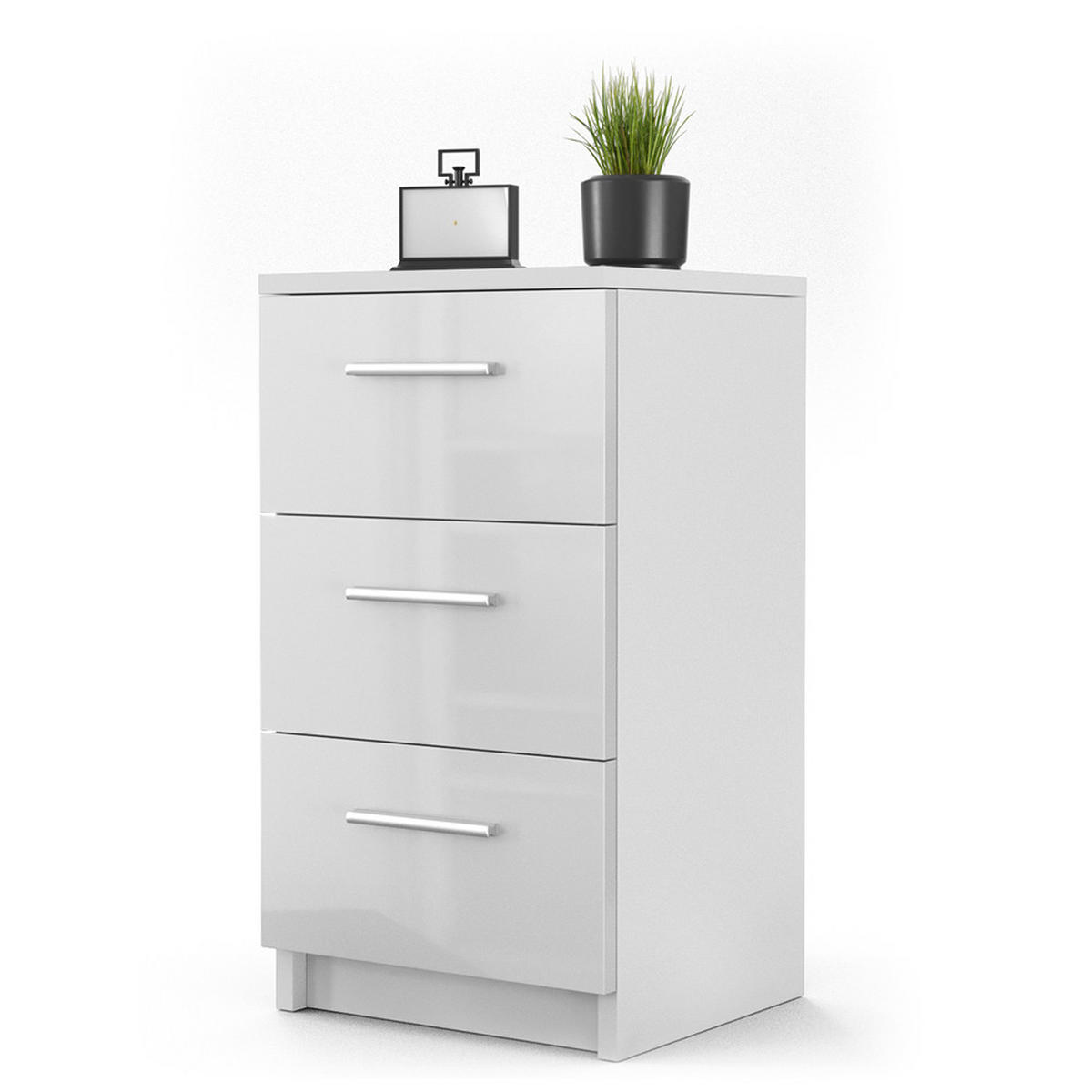 NACHTTISCH Weiß Hochglanz 38 x 66 cm - Weiß Hochglanz, Holzwerkstoff (38/66/35cm) - Vicco