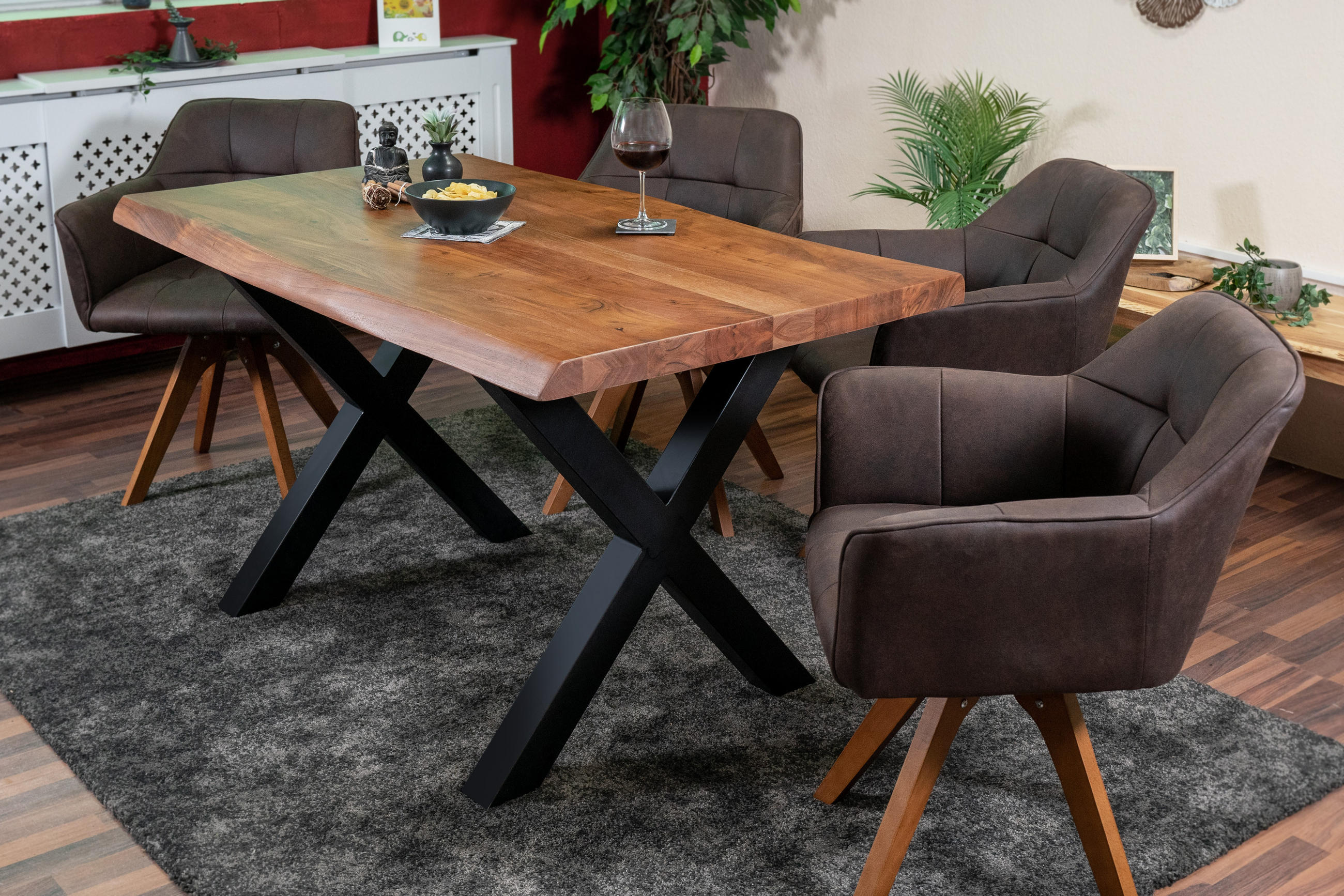 ESSTISCH CALI - Schwarz/Braun, Holz/Metall (80/120/77cm) - SAM