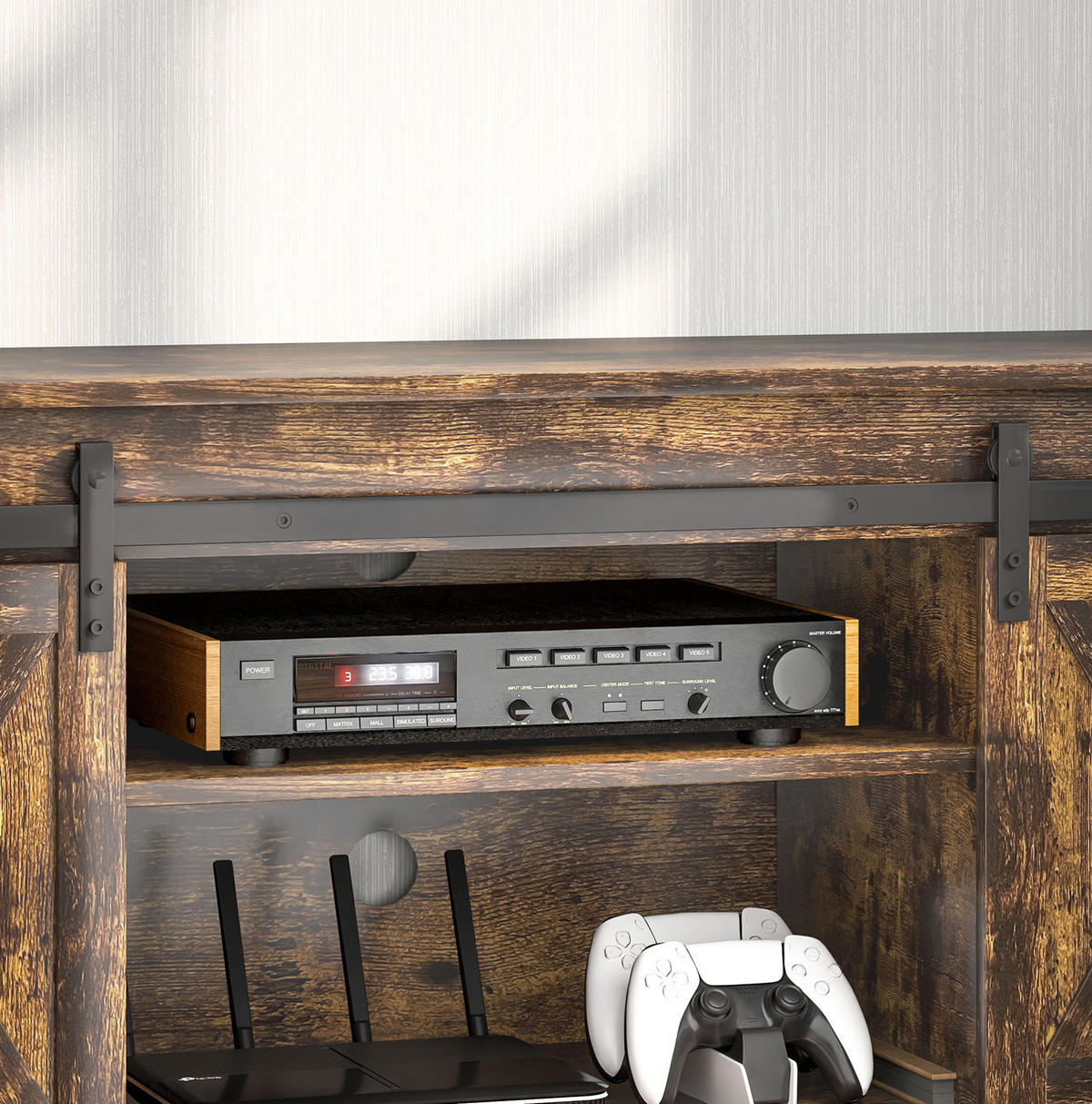 TV-LOWBOARD 120/40/54 cm mit Schiebetüren und Kabeldurchlass - Braun, Holzwerkstoff (120/54/40cm) - BEAOK