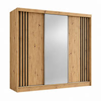 KLEIDERSCHRANK Nila 240 cm Artisan Spiegel 4 Schubladen Griffe silber - Eiche Artisan, Holzwerkstoff (240/216/61cm) - KS Home Concept
