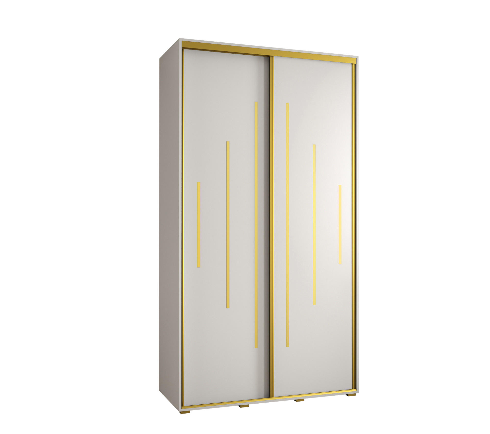 Abiks Möbel Schwebetürenschrank Weiß, Weiß, Gold 140x235x60 cm