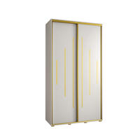 SCHWEBETÜRENSCHRANK 235,2/140/45 2-türig - Goldfarben/Weiß, Holz/Metall (140/235/45cm) - Abiks Möbel