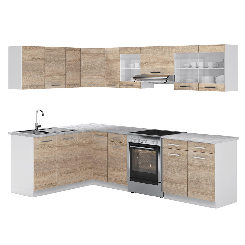 ECKKÜCHE Rick Weiß/Sonoma 267 x 167 cm , AP Marmor - Weiß/Sonoma Eiche, Holzwerkstoff (270/81.6/60cm) - Vicco