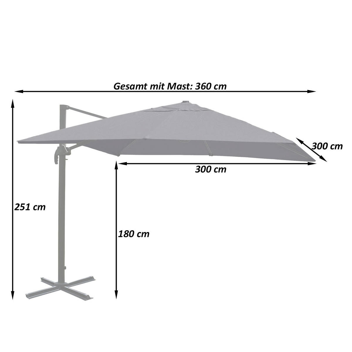 AMPELSCHIRM I Cremeweiß 300/300 cm - Weiß, Textil (360/300cm) - MCW