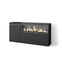 SIDEBOARD Highboard, Elektrokamin XXL, schwarz, 158/35/75cm - Schwarz, Holzwerkstoff (158/75/35cm) - Skraut Home