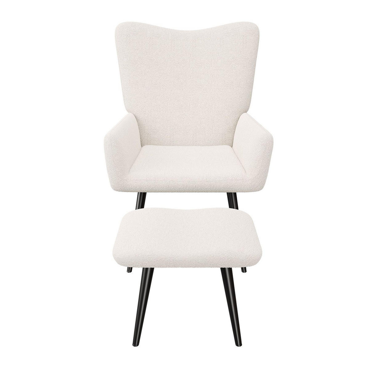 OHRENSESSEL Odense mit Hocker Bouclé Beige - Beige, Textil (68/95.1/73cm) - Juskys