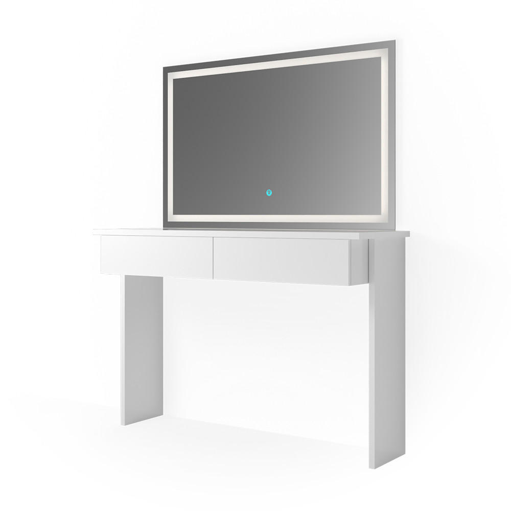 SCHMINKTISCH Azur Weiß 120 cm mit LED-Spiegel - Weiß, Holzwerkstoff (120/83/40cm) - Vicco
