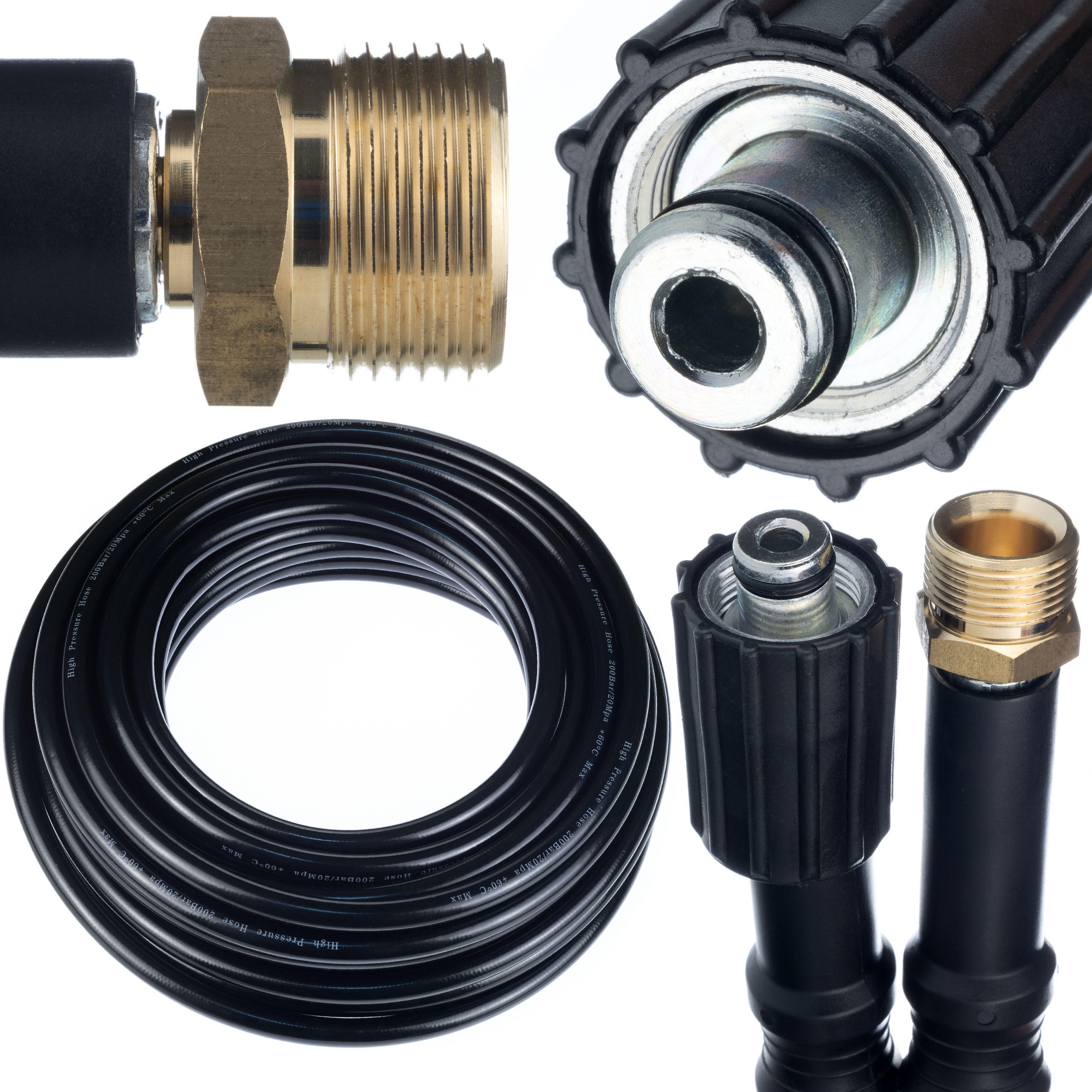 SCHLAUCH M22-M22 Hochdruck - 15 m, max. 200 bar, 60 °C, Anschluss M22, Stift 14 mm - Multicolor, Kunststoff/Metall (10/10/10cm)
