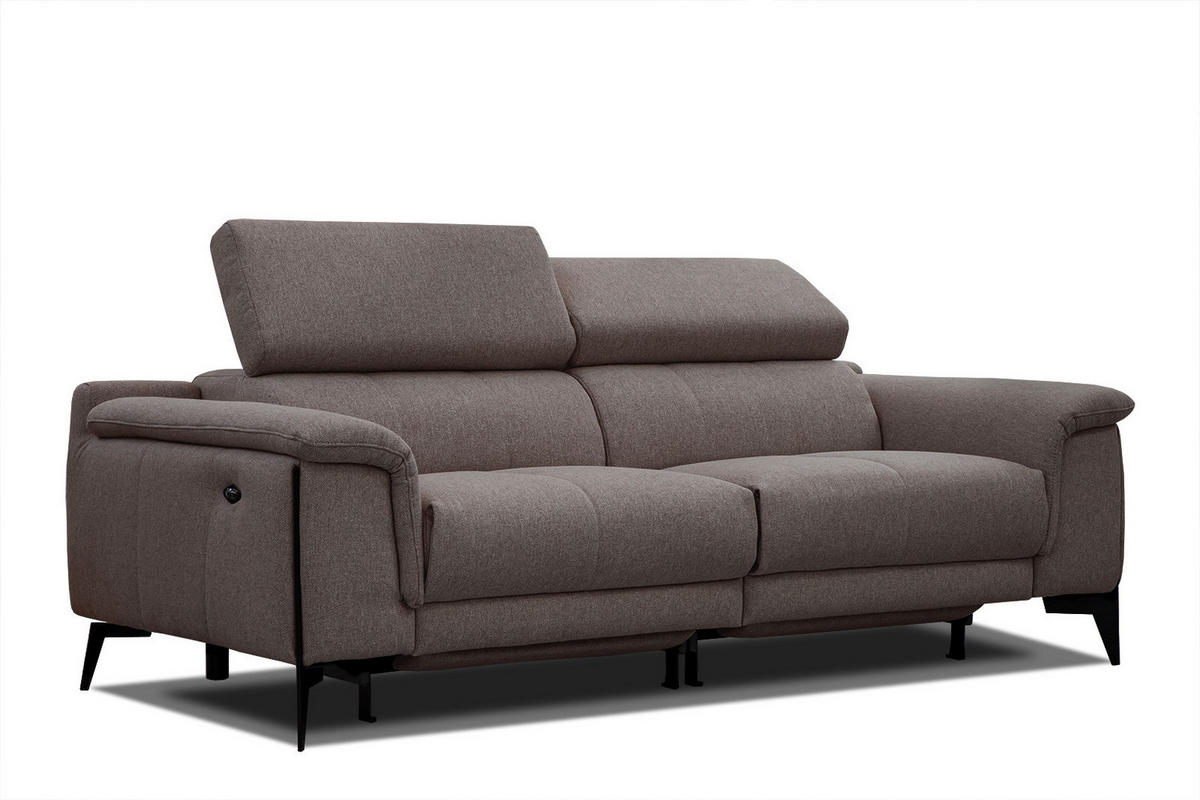 RELAXSOFA MATERA 3-Sitzer mit 2 Relaxfunktionen, braun - Schwarz/Braun, Holzwerkstoff/Textil (212/82/103cm) - Courtois Laville
