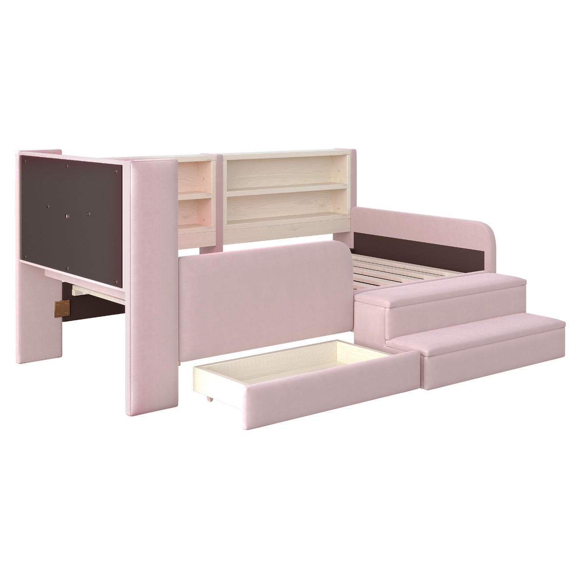 POLSTERBETT 90*200 cm mit LED, USB und Schublade, Rosa - Pink, Textil (90/200cm) - FLIEKS