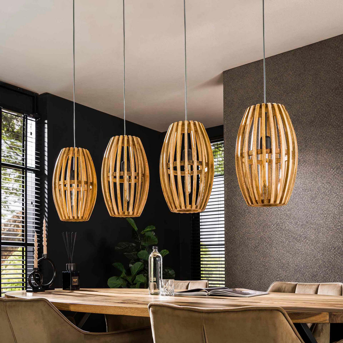 HÄNGELEUCHTE Orbit Braun 25/135/ 150 cm - Braun, Holz (25/135/150cm) - Hoyz Collection