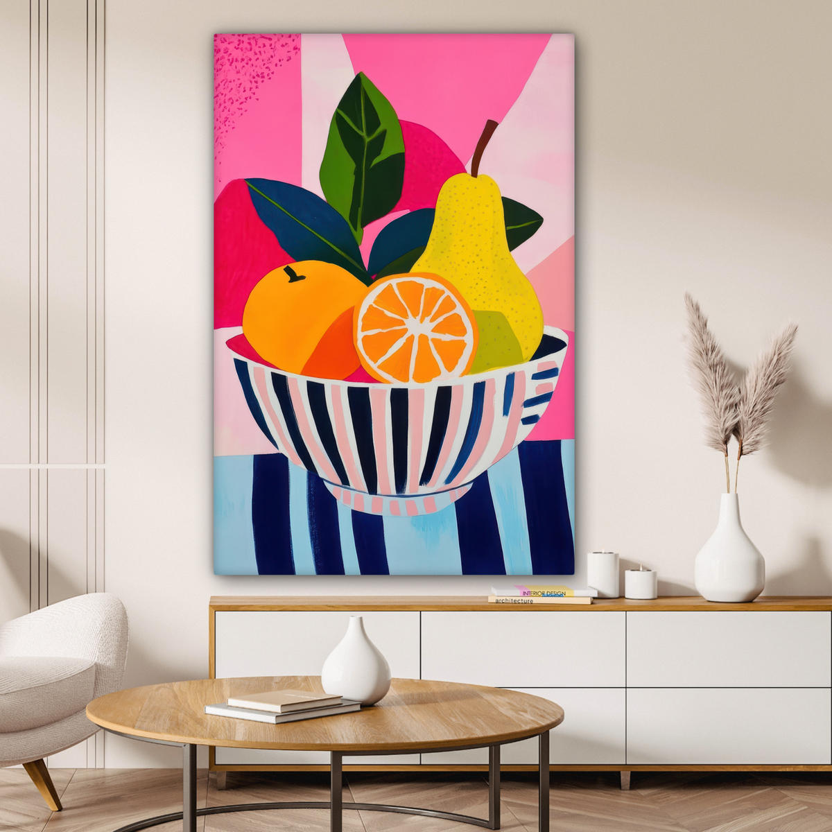 LEINWANDBILD Obst - Abstrakter Hintergrund - Rosa Deko Groß 90x140 cm - Pink, Textil (90/140cm) - MuchoWow