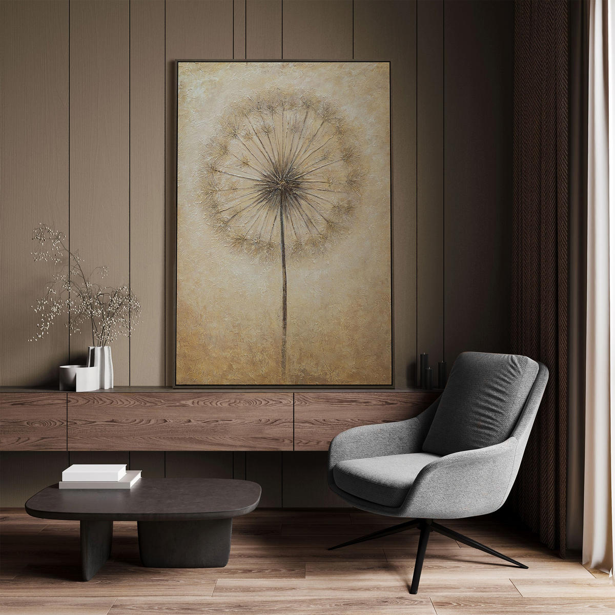 GEMÄLDE Atem des Sommers Schattenfugenrahmen Grau 120x80 cm - Grau, Holz (120/80cm) - YS-art gallery