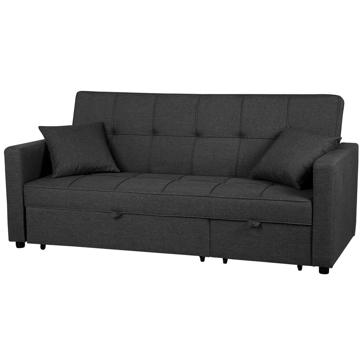 3-SITZER-SCHLAFSOFA Polyester Grau Glomma - Dunkelgrau, Textil (207/95/87cm) - Beliani