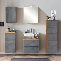 BADMÖBEL-SET 5-TLG. Vasto-03 - Grau, Holzwerkstoff (170/200/35cm) - Lomado
