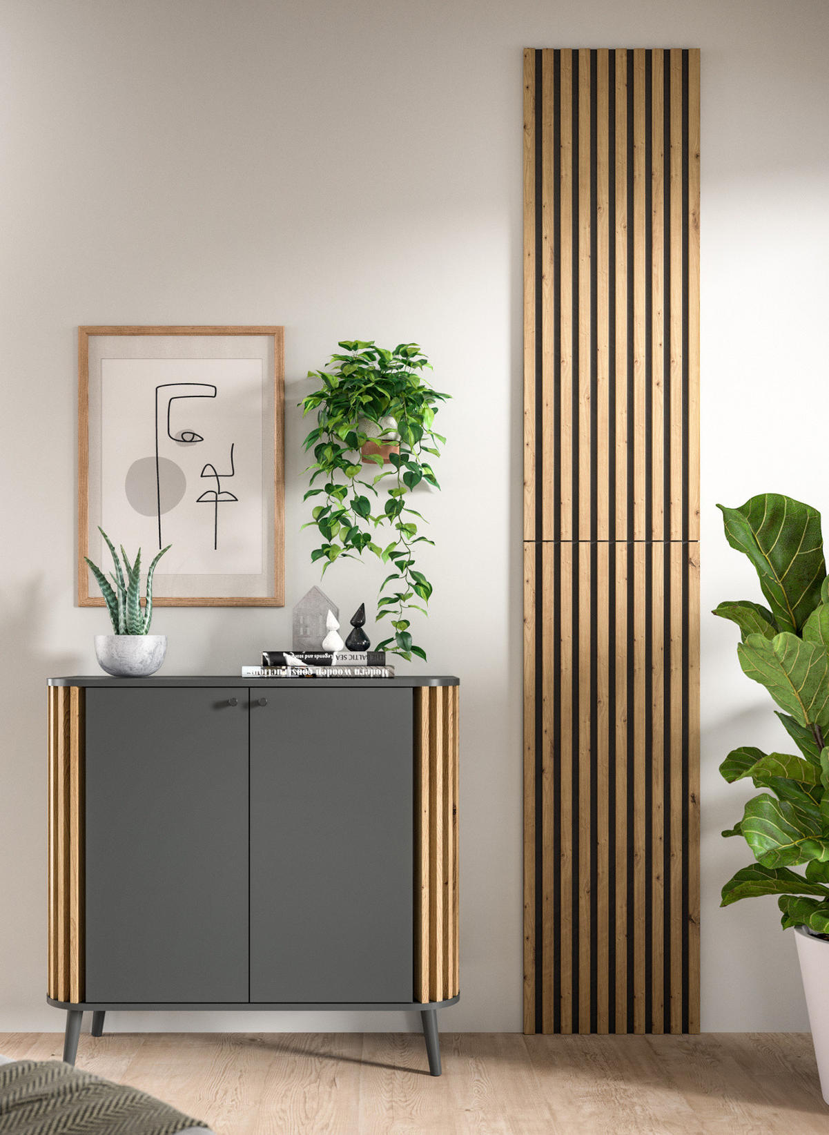 AKUSTIKPANEEL Set 2-teilig Eiche Artisan, Wandpaneel 40 x 120 cm - Eiche Artisan, Holzwerkstoff (40/120/2cm) - Inn.Furn