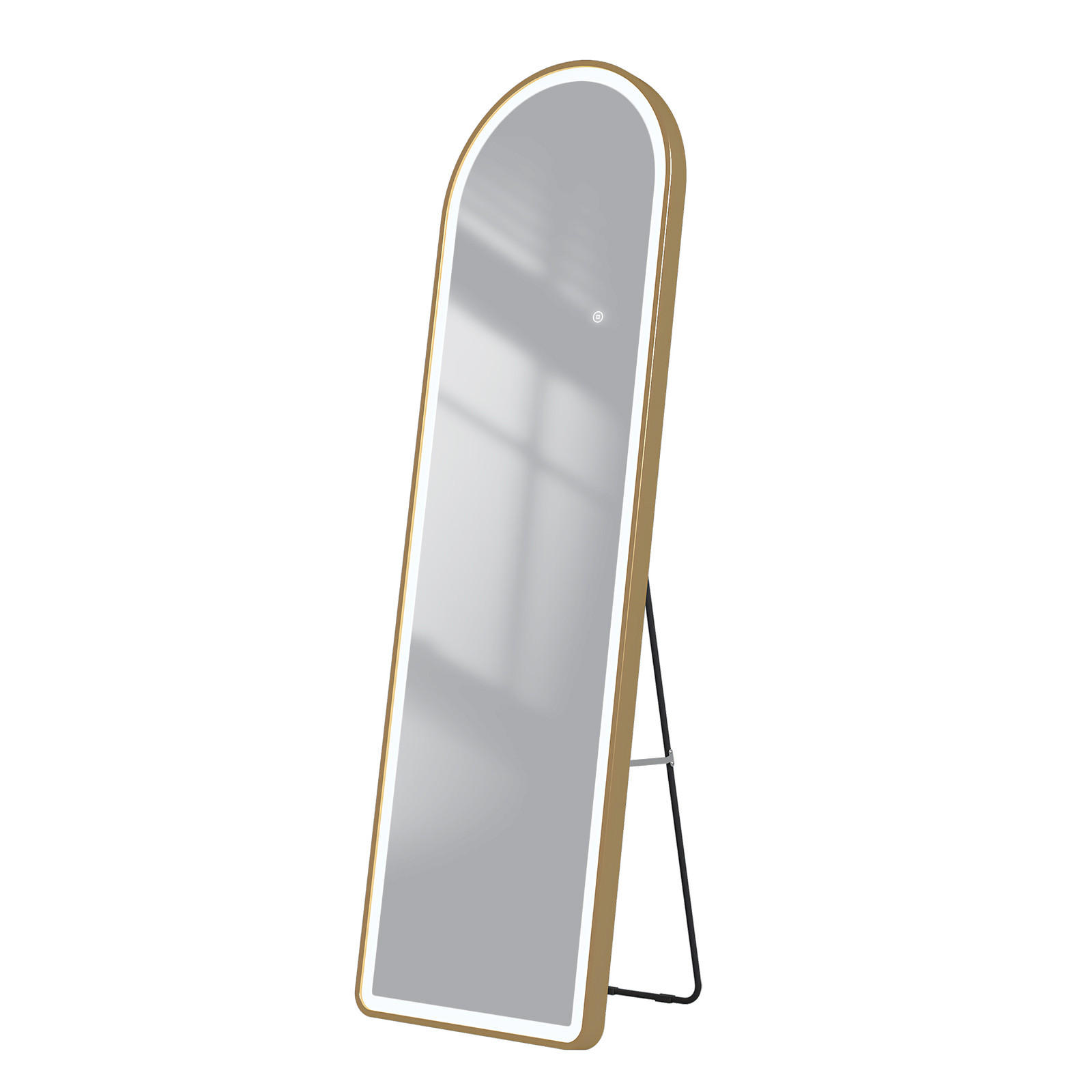 STANDSPIEGEL mit Beleuchtung und Rahmen Gold 147/45 cm - Goldfarben, Glas/Metall (45/147/147cm) - EMKE