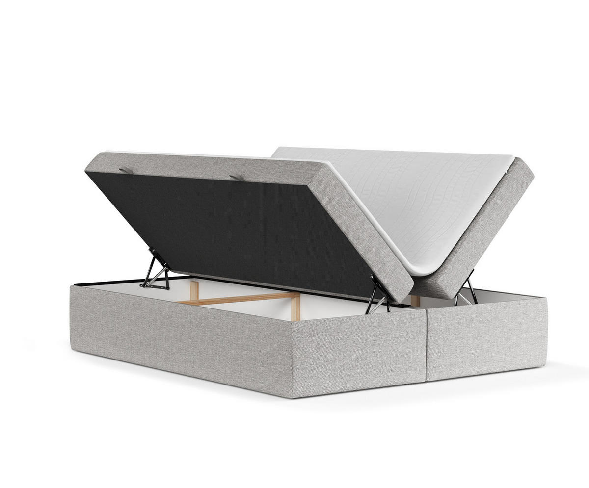 BOXBETT Lennon Grau Beige 160/200 cm im Webstoff - Schwarz/Grau, Holz/Holzwerkstoff (160/200cm) - Maison de Reve