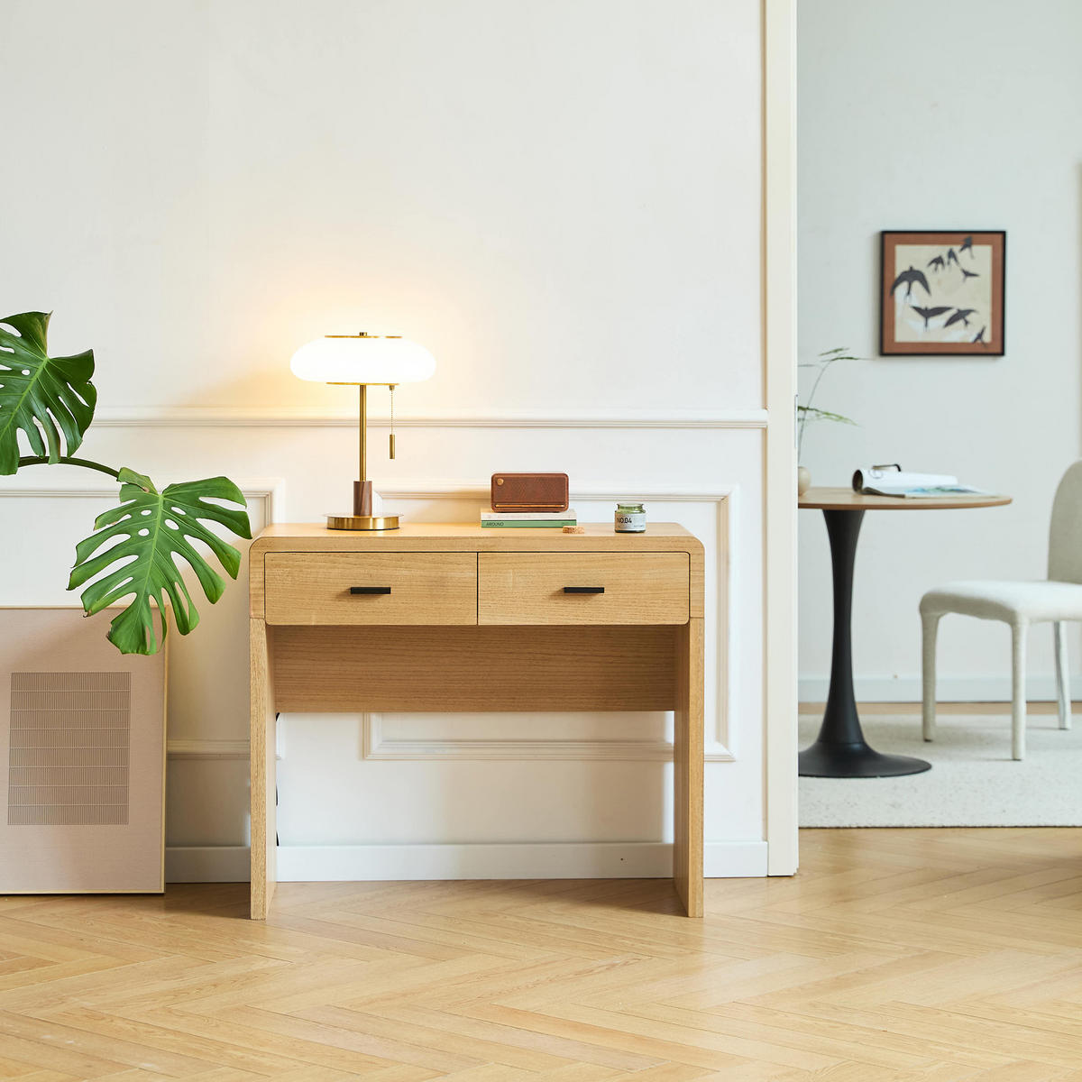 KONSOLENTISCH Rund Braun 90 x 39 x 79 cm - Braun, Holz (39/90/79cm) - Nordlys