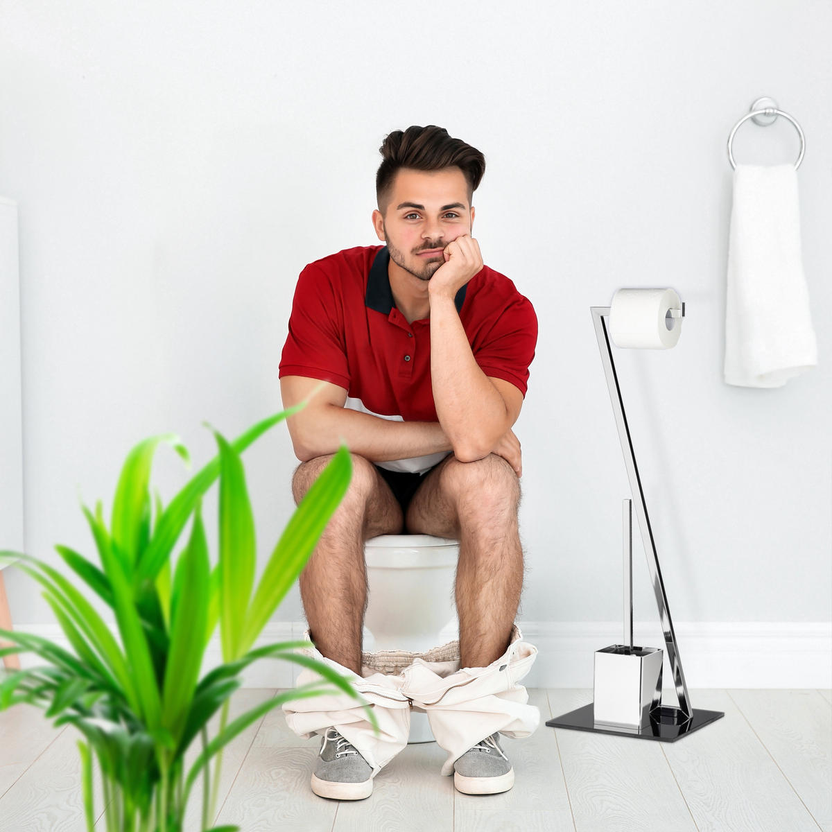 WC Garnitur - Silberfarben, Glas/Kunststoff (25/77/25cm) - Relaxdays