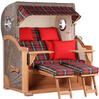 STRANDKORB Baltikum Teak 2,5 Sitzer - Braun/Grau, Holz/Metall (142/170/95cm) - Mr. Deko