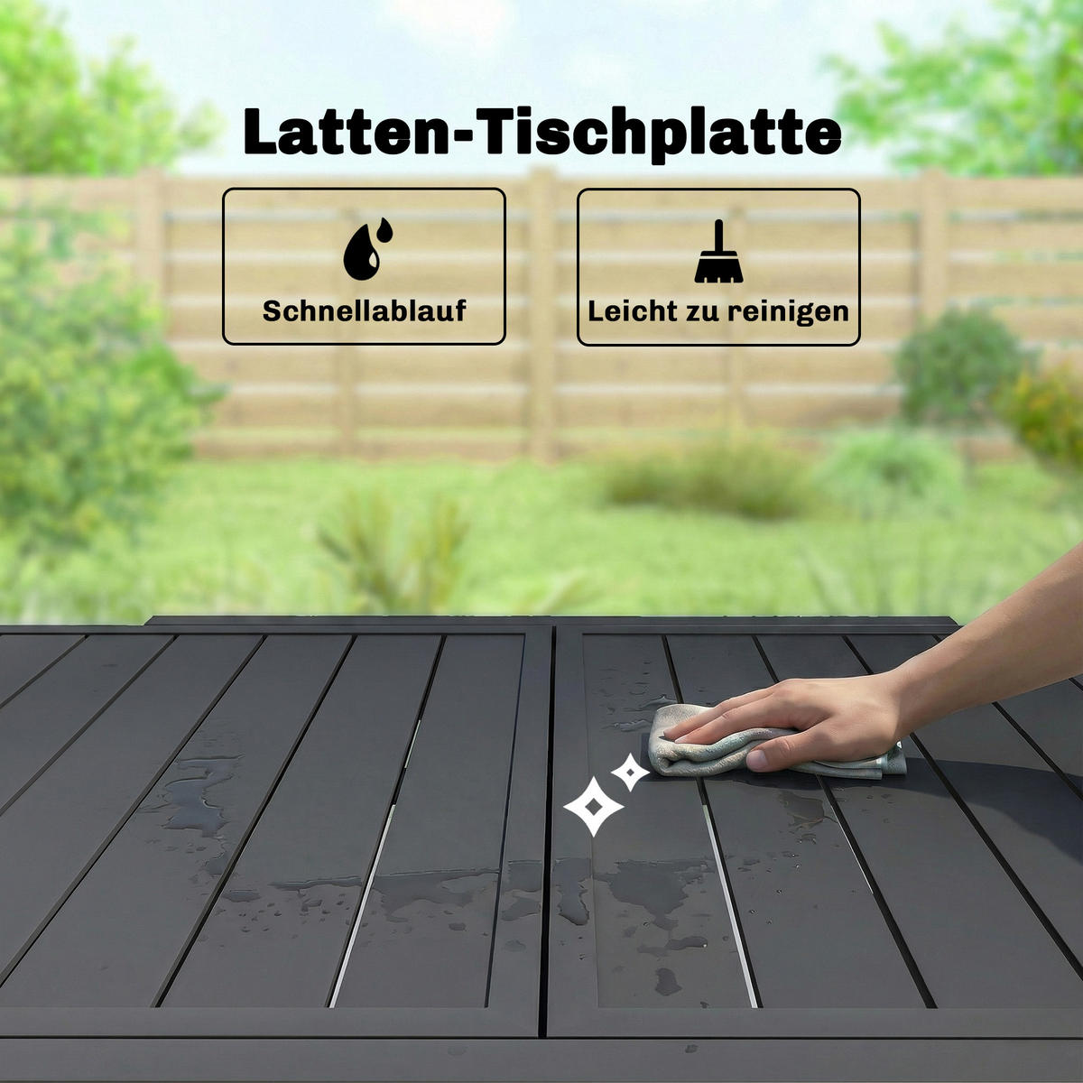 AUSZIEHBARER-GARTENTISCH Aluminium Stahl Schwarz - Schwarz, Metall (160/80/75cm) - Outsunny