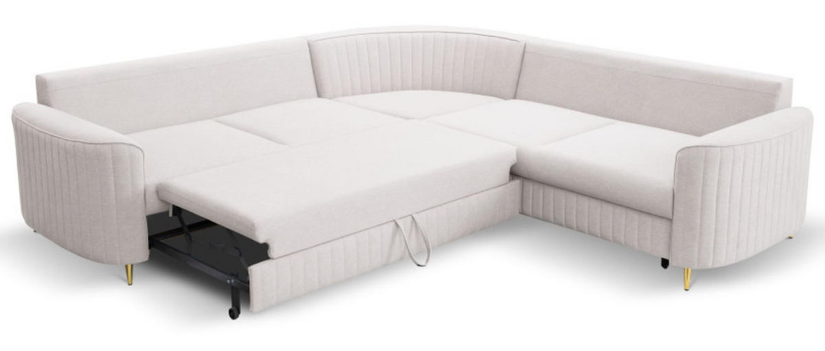 ECKSOFA Kaltbeige LOREN Mit Schlaffunktion Und Bettkasten - Beige, Textil (251/251cm) - Sepro Meble