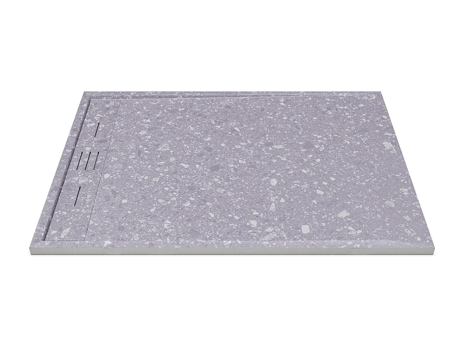 DUSCHWANNE - 120 cm x 90 cm - Harz - Grau, Weiß - LYROSA - Weiß/Grau, Kunststoff (90cm) - Vente-Unique