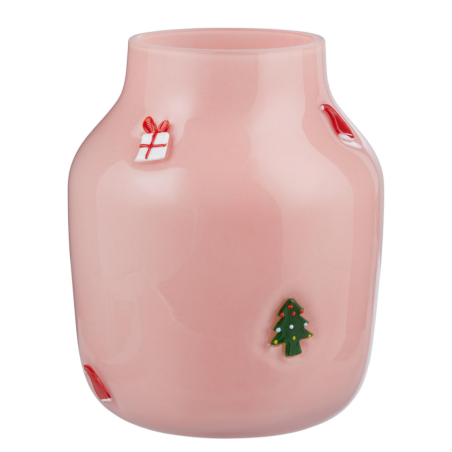 GLASVASE X-Mas mit Patches - Rosa, Glas (17cm) - BUTLERS