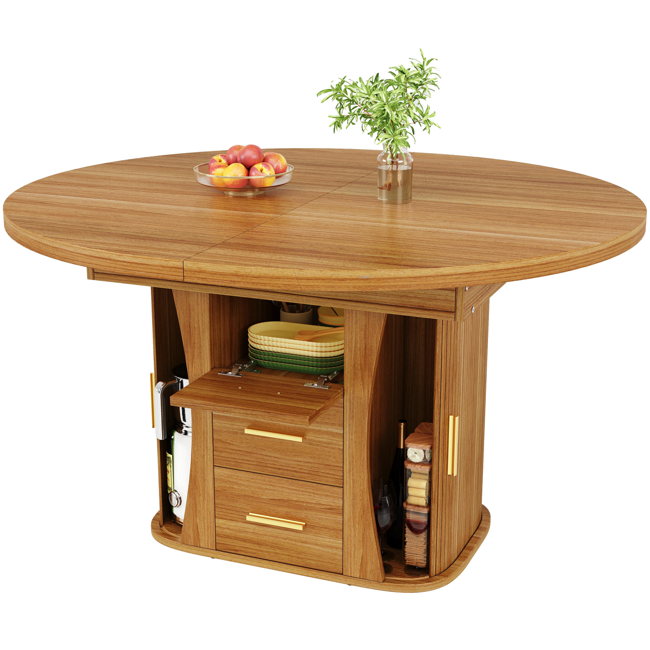 ESSTISCH ausziehbar 118-158/118/77 cm DE-39612 Walnuss - Walnussfarben, Holzwerkstoff (118/118/77cm) - ComfortXL