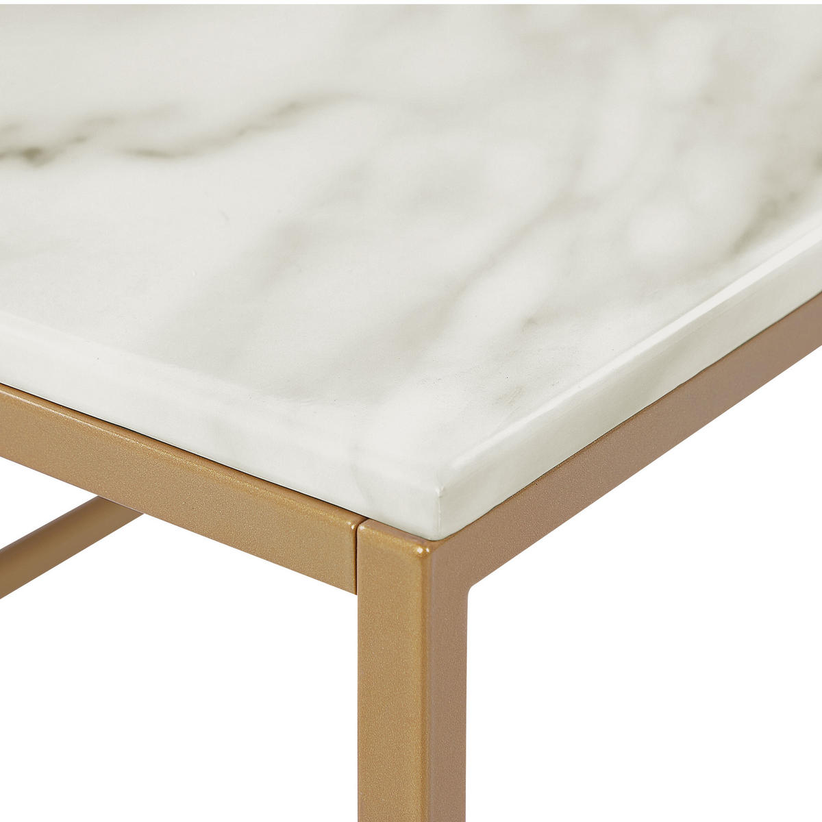 COUCHTISCH Marmor Optik beige/gold rechteckig 60/100 cm Delano - Beige/Goldfarben, Holzwerkstoff (60/100/45cm) - Beliani