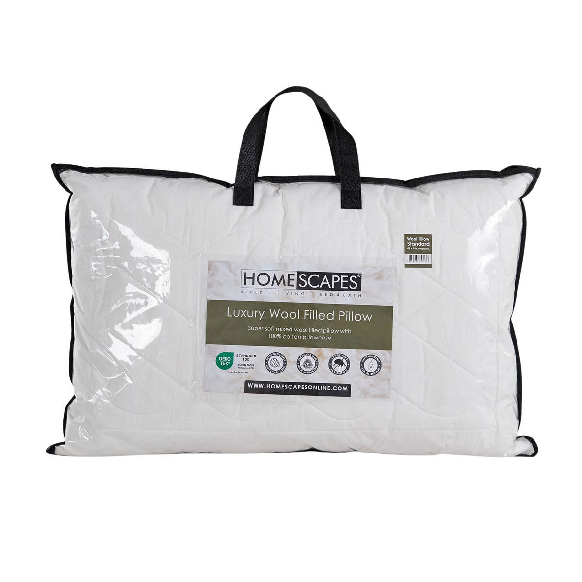 SCHURWOLLE-KISSEN 48/74 cm mittelweich - Weiß, Textil (48/74cm) - Homescapes