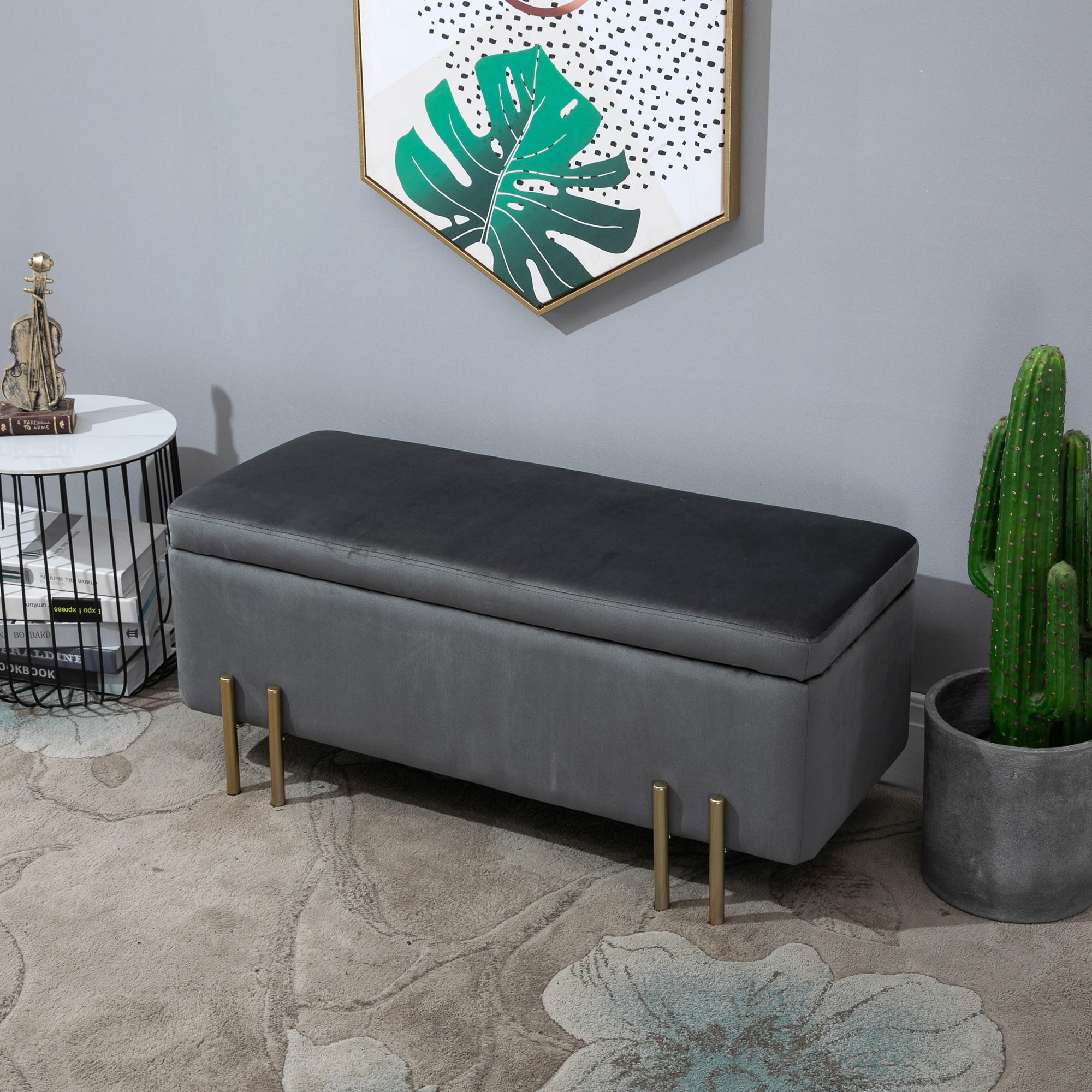 SITZBANK, Polsterbank, Stoff, Dunkelgrau - Multicolor, Kunststoff (40/42/100cm) - HOMCOM
