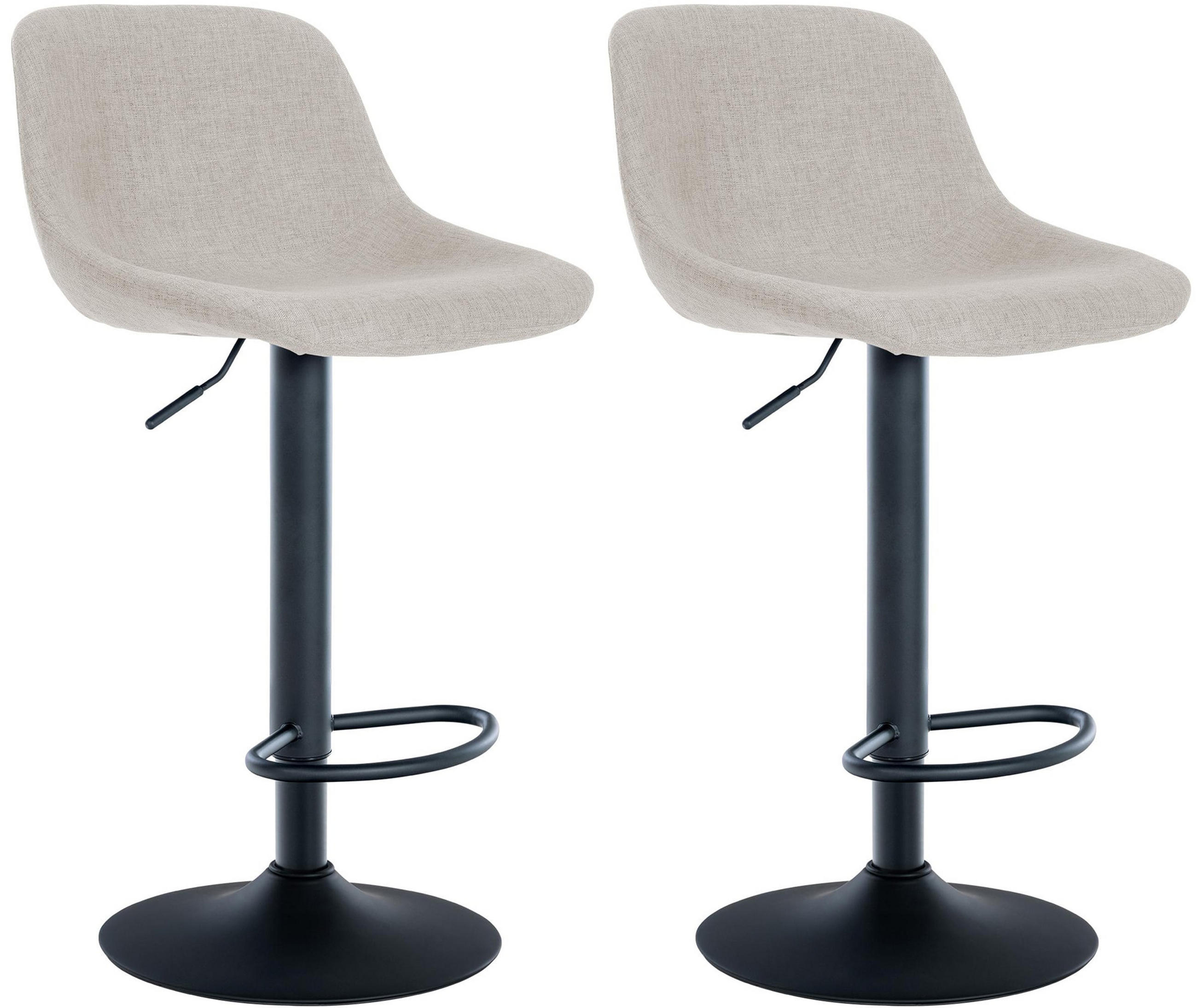 BARHOCKER 2er Set Lotus Stoff creme - Schwarz/Naturfarben, Textil/Metall (43/103/49cm) - TPFLiving